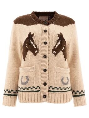 Filson equestrian horse cardigan 100% virgin wool made in Italy RARE women’s M